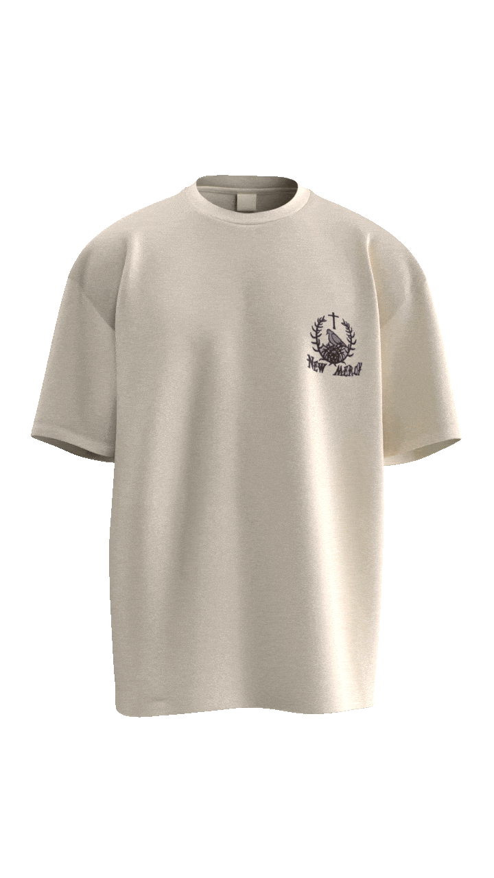 New Mercy Embroidered Cream & Mocha Shirt